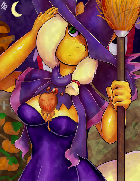 Size: 1000x1300 | Tagged: anthro, apple, applejack, artist:terpa-apret, breasts, candy apple (food), clothes, cosplay, costume, derpibooru import, female, food, mismagius, nudity, pokémon, solo, solo female, suggestive, witch