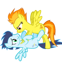 Size: 656x666 | Tagged: safe, artist:nejcrozi, derpibooru import, soarin', spitfire, pony, backwards cutie mark, female, male, old cutie mark, shipping, soarinfire, straight