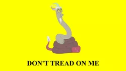 Size: 1680x945 | Tagged: derpibooru import, discord, don't tread on me, edit, edited screencap, flag, gadsden flag, hisscord, parody, safe, screencap, slit eyes, snake, snake eyes, tea party, what about discord?