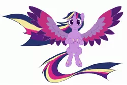 Size: 2699x1827 | Tagged: safe, artist:alixnight, derpibooru import, twilight sparkle, twilight sparkle (alicorn), alicorn, pony, twilight's kingdom, colored, female, flat colors, mare, rainbow power, simple background, solo, white background