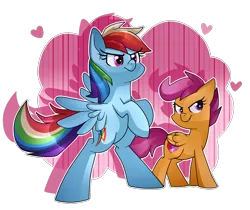 Size: 1514x1271 | Tagged: artist:regkitty, crusaders of the lost mark, cutie mark, derpibooru import, rainbow dash, rearing, safe, scootaloo, simple background, the cmc's cutie marks, transparent background