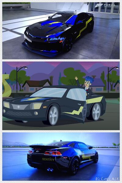 Size: 640x960 | Tagged: safe, derpibooru import, flash sentry, equestria girls, 3d, car, chevrolet, chevrolet camaro, chevrolet camaro z28, flash sentry's car, forza motorsport 6