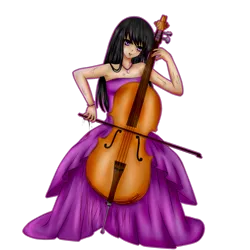 Size: 1024x1024 | Tagged: artist:rubyblossomva, background human, blood, bow (instrument), cello, cello bow, clothes, dead source, derpibooru import, dress, human, humanized, musical instrument, octavia melody, playing, semi-grimdark, solo