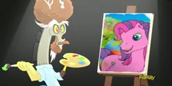 Size: 1518x767 | Tagged: artist:labyrinthmaster, bob ross, derpibooru import, discord, discord's painting, draconiross, exploitable meme, g3, meme, safe, skywishes, what about discord?