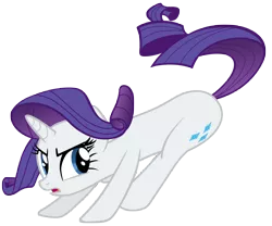 Size: 8400x7000 | Tagged: absurd resolution, artist:tardifice, butt bump, butt smash, derpibooru import, implied twilight sparkle, offscreen character, open mouth, photoshop, rarity, safe, simple background, solo, sonic rainboom (episode), transparent background, vector