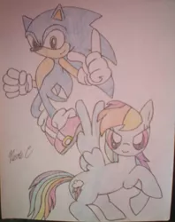 Size: 937x1186 | Tagged: safe, artist:xxmisery-severityxx, derpibooru import, rainbow dash, crossover, sonic the hedgehog, sonic the hedgehog (series), traditional art