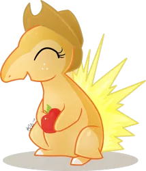 Size: 865x1011 | Tagged: apple, applejack, artist:ellisarts, crossover, cyndaquil, derpibooru import, food, fusion, pokefied, pokémon, safe, simple background, solo, transparent background, vector