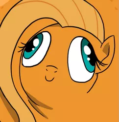 Size: 521x535 | Tagged: artist:doublewbrothers, c:, cropped, derp, derpibooru import, edit, flutterrange, fluttershy, food, inanimate tf, orange, orangified, safe, smiling, solo, transformation, wat, what about discord?, wtf
