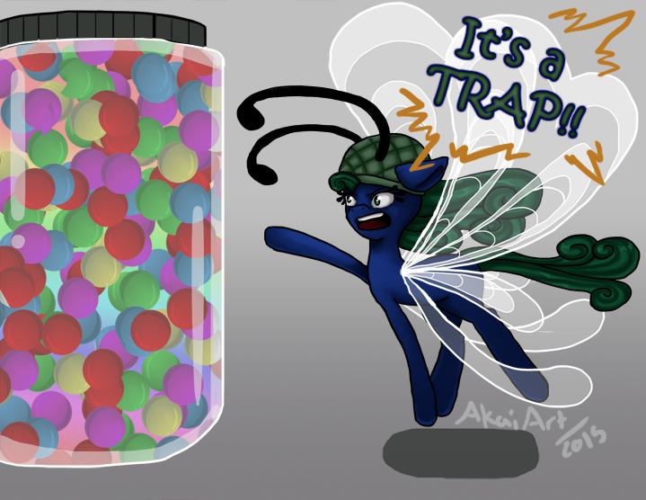 Size: 719x556 | Tagged: admiral ackbar, artist:dreamerswork, breezie, candy, cute, derpibooru import, food, funny, glass jar, it's a trap, oc, oc:peanut, safe, unofficial characters only