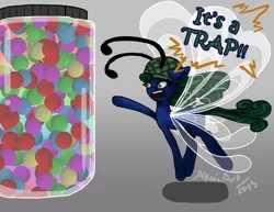 Size: 719x556 | Tagged: admiral ackbar, artist:dreamerswork, breezie, candy, cute, derpibooru import, food, funny, glass jar, it's a trap, oc, oc:peanut, safe, unofficial characters only