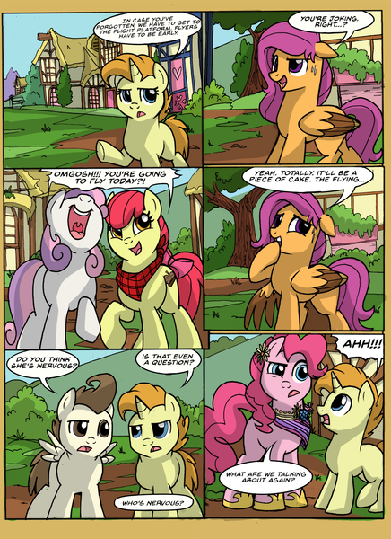 Size: 1440x1980 | Tagged: apple bloom, artist:itstaylor-made, comic, comic:twilight's reign, cutie mark crusaders, derpibooru import, neckerchief, nervous, older, older apple bloom, older pound cake, older pumpkin cake, older scootaloo, older sweetie belle, pinkie pie, pound cake, pumpkin cake, safe, scootaloo, sweetie belle