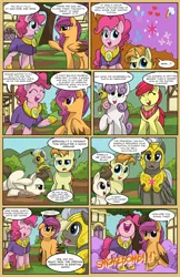 Size: 2200x3400 | Tagged: apple bloom, artist:itstaylor-made, comic, comic:twilight's reign, cutie mark crusaders, derpibooru import, neckerchief, older, older apple bloom, older pound cake, older pumpkin cake, older scootaloo, older sweetie belle, pinkie pie, pound cake, pumpkin cake, royal guard, safe, scootaloo, scootie belle, smoke bomb, sweetie belle