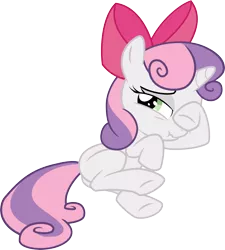 Size: 4200x4657 | Tagged: absurd resolution, apple bloom's bow, artist:vaderpl, bow, derpibooru import, hair bow, morning ponies, safe, scrunchy face, simple background, solo, somepony to watch over me, .svg available, sweetie belle, transparent background, vector, waking up