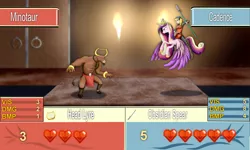 Size: 2560x1536 | Tagged: alicorn, artist:drjhordan, cadence (crypt of the necrodancer), crypt of the necrodancer, derpibooru import, fire emblem, heart, human, minotaur, namesake, princess cadance, pun, rpg battle, safe, spear, torch, weapon