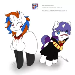 Size: 500x500 | Tagged: safe, derpibooru import, rarity, ponified, pony, unicorn, bowtie, don't hug me i'm scared, notepad (dhmis), tony the talking clock