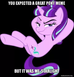 Size: 800x831 | Tagged: black background, derpibooru import, dio brando, it was me, jojo's bizarre adventure, meme, s5 starlight, safe, simple background, smiling, smirk, smug, smuglight glimmer, solo, starlight glimmer, text, the cutie re-mark, vector, welcome home twilight