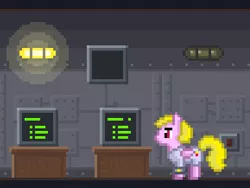 Size: 386x290 | Tagged: artist:alexmakovsky, derpibooru import, fallout equestria, fallout equestria: the fossil, fanfic art, oc, oc:dazzling "dodo" dusk, pixel art, safe, solo, stable, unofficial characters only