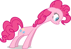 Size: 8000x5516 | Tagged: absurd resolution, are you frustrated?, artist:luckreza8, derpibooru import, implied applejack, impossibly long neck, inkscape, long neck, looking down, meme, necc, offscreen character, pinkie pie, safe, simple background, solo, .svg available, the mane attraction, transparent background, vector