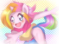 Size: 1600x1200 | Tagged: anthro, artist:thegreatrouge, clothes, derpibooru import, g3, looking at you, open mouth, rarity (g3), reaching, safe, solo