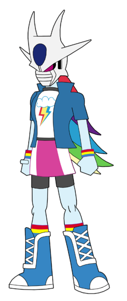 Size: 555x1318 | Tagged: safe, artist:combatkaiser, derpibooru import, rainbow dash, equestria girls, 20% cooler, clothes, cooler, cooler (dbz), cosplay, costume, crossover, dragon ball z, helmet, pun, rainbowcooler, simple background, solo, transparent background