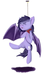 Size: 1000x1600 | Tagged: grimdark, artist:crashbrowns, derpibooru import, oc, oc:moon rock, unofficial characters only, bat pony, pony, asphyxiation, collar, hanging, hanging (by neck), rope dance, solo, suspended