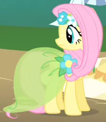 Size: 265x303 | Tagged: safe, derpibooru import, screencap, fluttershy, pegasus, pony, green isn't your color, clothes, dress, female, mare, outfit catalog, solo