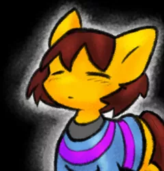 Size: 696x724 | Tagged: safe, artist:zutcha, derpibooru import, ponified, pony, :|, frisk, solo, undertale