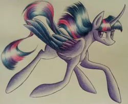 Size: 2484x2013 | Tagged: safe, artist:waterferret, derpibooru import, twilight sparkle, twilight sparkle (alicorn), alicorn, pony, female, mare, simple background, solo, traditional art