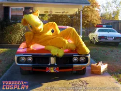 Size: 2000x1500 | Tagged: anthro, applejack, arm hooves, artist:judhudson, car, clothes, confederate flag, cosplay, costume, crate, derpibooru import, dodge (car), dodge charger, dodge monaco, dukes of hazzard, fursuit, general lee, human, irl, irl human, photo, police car, safe, sultry pose, unguligrade anthro