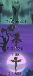 Size: 400x900 | Tagged: safe, derpibooru import, edit, edited screencap, screencap, fluttershy, rainbow dash, bat pony, pony, bats!, bat ponified, batman, caption, comic, female, flutterbat, flying, i am the night, image macro, mare, meme, night, race swap, screencap comic, text