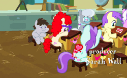 Size: 396x244 | Tagged: safe, derpibooru import, screencap, alula, diamond tiara, liza doolots, petunia, silver spoon, tootsie flute, truffle shuffle, twist, pony, hearts and hooves day (episode), animated, background characters doing background things, background pony, classroom, colt, female, filly, hearts and hooves day, hug, male
