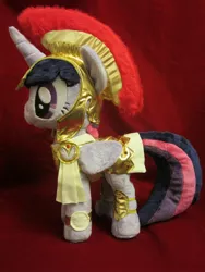 Size: 1024x1365 | Tagged: safe, artist:lildragoneyz, derpibooru import, twilight sparkle, twilight sparkle (alicorn), alicorn, pony, armor, athena sparkle, costume, female, irl, mare, photo, plushie, solo