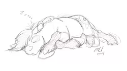 Size: 984x555 | Tagged: artist:carnivorouscaribou, cute, derpibooru import, monochrome, oc, oc:rough sketch (carnivorouscaribou), safe, sketch, sleeping, solo, traditional art, unofficial characters only, unshorn fetlocks