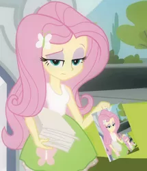 Size: 914x1062 | Tagged: safe, artist:php50, derpibooru import, edit, edited screencap, screencap, fluttershy, equestria girls, equestria girls (movie), droste effect, exploitable meme, inception, meme, recursion, solo, unimpressed