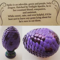Size: 2048x2048 | Tagged: artist:thefcshop, craft, derpibooru import, dragon egg, egg, no pony, photo, safe, scales, spike, spike's egg, text