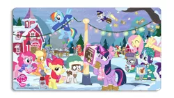 Size: 1008x569 | Tagged: safe, artist:pixelkitties, derpibooru import, apple bloom, applejack, big macintosh, boulder (pet), cloudy quartz, derpy hooves, fluttershy, granny smith, igneous rock pie, limestone pie, marble pie, maud pie, pinkie pie, pipsqueak, rainbow dash, rarity, spike, twilight sparkle, twilight sparkle (alicorn), alicorn, pony, boots, chocolate, christmas, christmas lights, clothes, doll, enterplay, female, food, hat, holder's boulder, holiday, hot chocolate, magic, mail, mailbag, mailmare, male, mane seven, mane six, marblemac, mare, merchandise, pie family, pie sisters, playmat, quartzrock, santa hat, scarf, shipping, shoes, siblings, sisters, straight, sweater, sweatershy, toy, wall of tags, weird rock