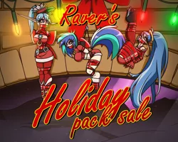 Size: 1500x1200 | Tagged: artist:raver1357, art pack, art pack cover, bondage, christmas, crossover, derpibooru import, gag, hearth's warming, hearth's warming eve, holiday, holiday special, human, humanized, rope, sale, suggestive, suspended, tailed humanization, tape, tape gag, vinyl scratch