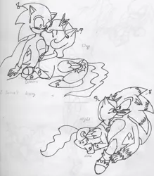 Size: 1600x1826 | Tagged: artist:winxsonicfan12, crossover, derpibooru import, kissing, knuckles the echidna, miles "tails" prower, monochrome, princess celestia, princess luna, safe, shipping, soniclestia, sonicluna, sonic the hedgehog, sonic the hedgehog (series), sonic the werehog, traditional art, watermark