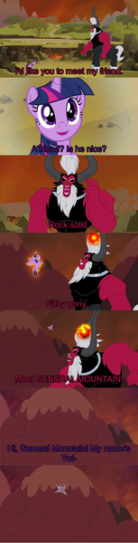 Size: 500x1967 | Tagged: safe, derpibooru import, edit, edited screencap, screencap, lord tirek, twilight sparkle, twilight sparkle (alicorn), alicorn, pony, twilight's kingdom, comic, dragonball z abridged, female, general mountain, mare, screencap comic