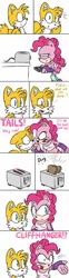 Size: 397x1590 | Tagged: anthro, artist:atomiclance, bread, comic, crossover, dead source, derpibooru import, food, miles "tails" prower, pinkie pie, safe, sonicified, sonic the hedgehog (series), toast, toaster