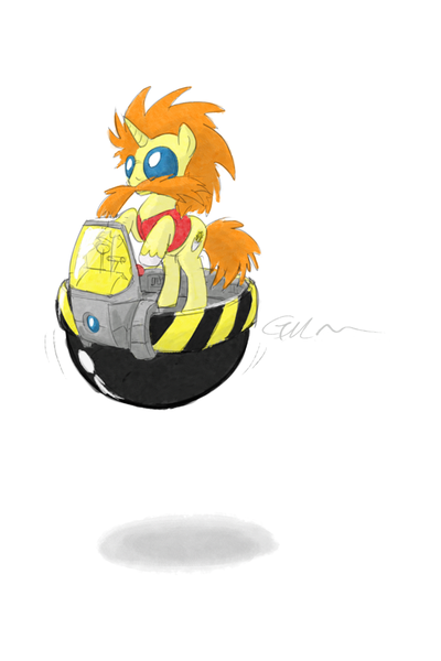 Size: 640x960 | Tagged: safe, artist:giantmosquito, derpibooru import, ponified, pony, doctor eggman, eggmobile, solo, sonic the hedgehog (series), unshorn fetlocks