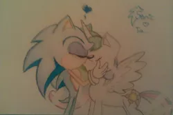 Size: 600x400 | Tagged: artist:jetxwaveluva, crossover, derpibooru import, kissing, princess celestia, request, safe, shipping, soniclestia, sonic the hedgehog, sonic the hedgehog (series)