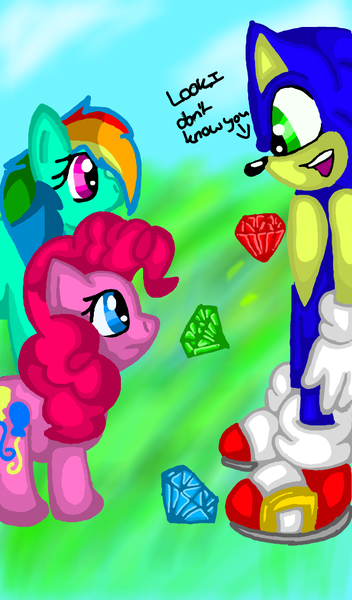 Size: 600x1024 | Tagged: artist:tiamayrose, chaos emerald, crossover, derpibooru import, fanfic, pinkie pie, rainbow dash, safe, sonic the hedgehog, sonic the hedgehog (series)