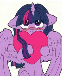 Size: 494x600 | Tagged: safe, artist:adostume, derpibooru import, twilight sparkle, twilight sparkle (alicorn), alicorn, pony, female, floppy ears, heart, mare, solo