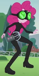 Size: 461x886 | Tagged: safe, derpibooru import, screencap, pinkie pie, equestria girls, friendship games, pinkie spy (short), cat burglar, female, goggles, grappling hook, night vision goggles, outfit catalog, solo, stealth suit