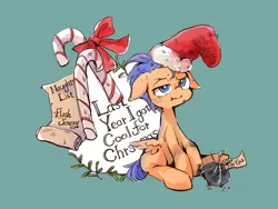 Size: 800x600 | Tagged: artist:wan, candy, candy cane, christmas, derpibooru import, flash sentry, food, hat, holiday, it's a pony kind of christmas, safe, santa hat, solo, voice actor joke