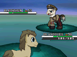 Size: 256x192 | Tagged: safe, artist:dmn666, derpibooru import, doctor whooves, time turner, ponified, pony, undead, zombie, call of duty, call of duty zombies, crossover, edward richtofen, fight, male, pokémon, ponymon, richtofen, stallion
