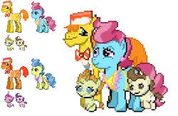 Size: 420x274 | Tagged: artist:dmn666, cake family, cake twins, carrot cake, cup cake, derpibooru import, pixel art, pokémon, ponymon, pound cake, pumpkin cake, safe, siblings, simple background, transparent background, twins