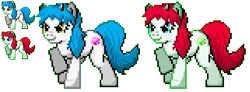 Size: 482x177 | Tagged: safe, artist:dmn666, derpibooru import, oc, oc:cow belle, unofficial characters only, earth pony, pony, commission, cow horns, pixel art, pokémon, ponymon, simple background, transparent background