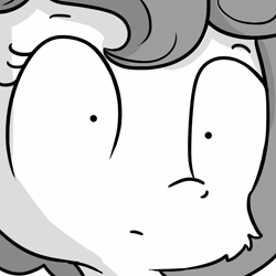 Size: 792x792 | Tagged: safe, artist:tjpones, derpibooru import, edit, oc, oc:brownie bun, unofficial characters only, earth pony, pony, animated, female, i've seen some shit, looking at you, monochrome, reaction image, staring into your soul, vibrating